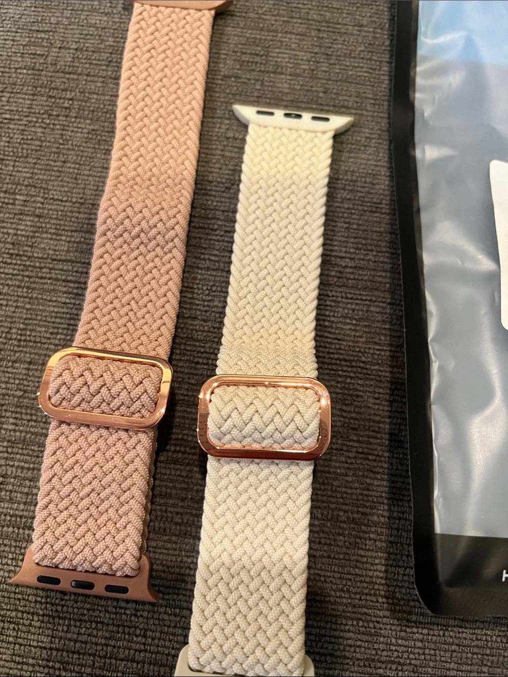 Woven Nylon Replacement Watch Bands - Rose Pink & Cream